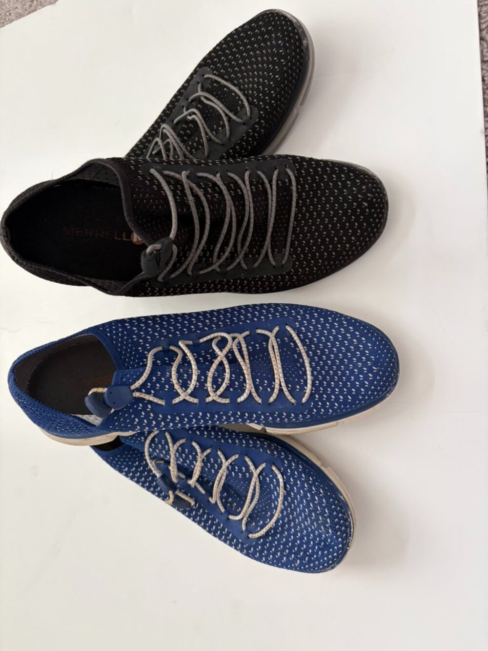 2 Pair Merrell Shoes Womens 8 Zoe Sojourn, one Black and and one Blue.  Size 8